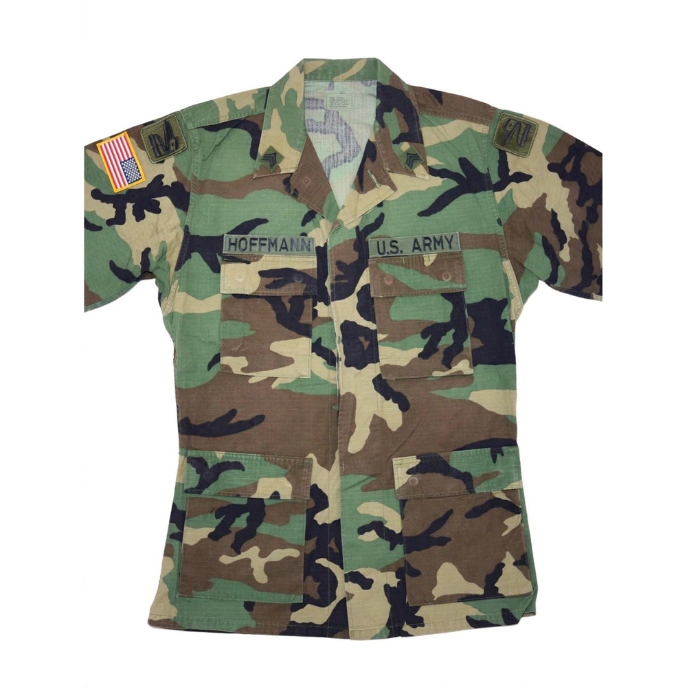 USGI Army M81 Woodland Camo BDU Jacket Medium Long 18th Airborne Corps Patched